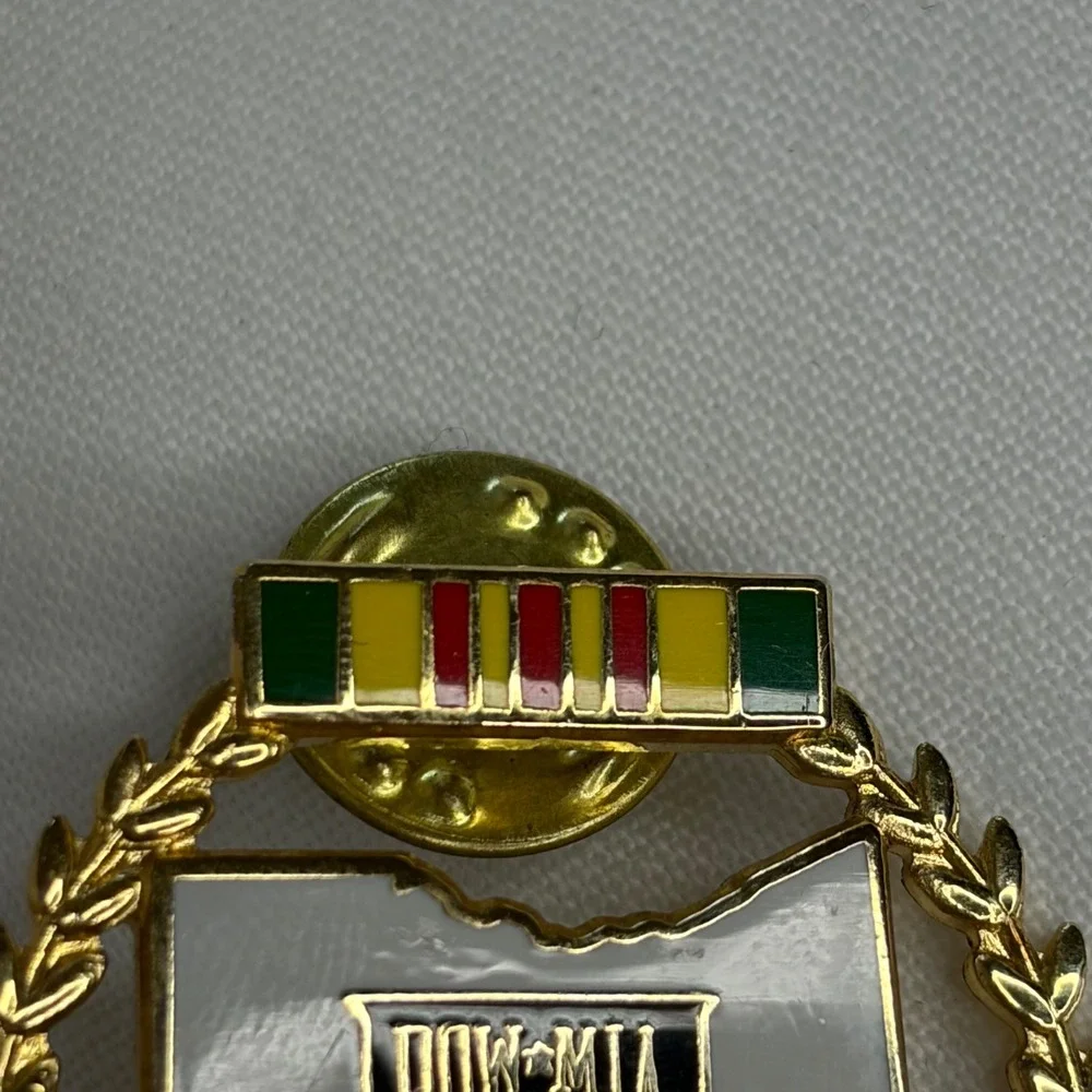 Vintage POW MIA Ohio Vietnam Veteran Gold Tone Memorial Lapel Pin Badge